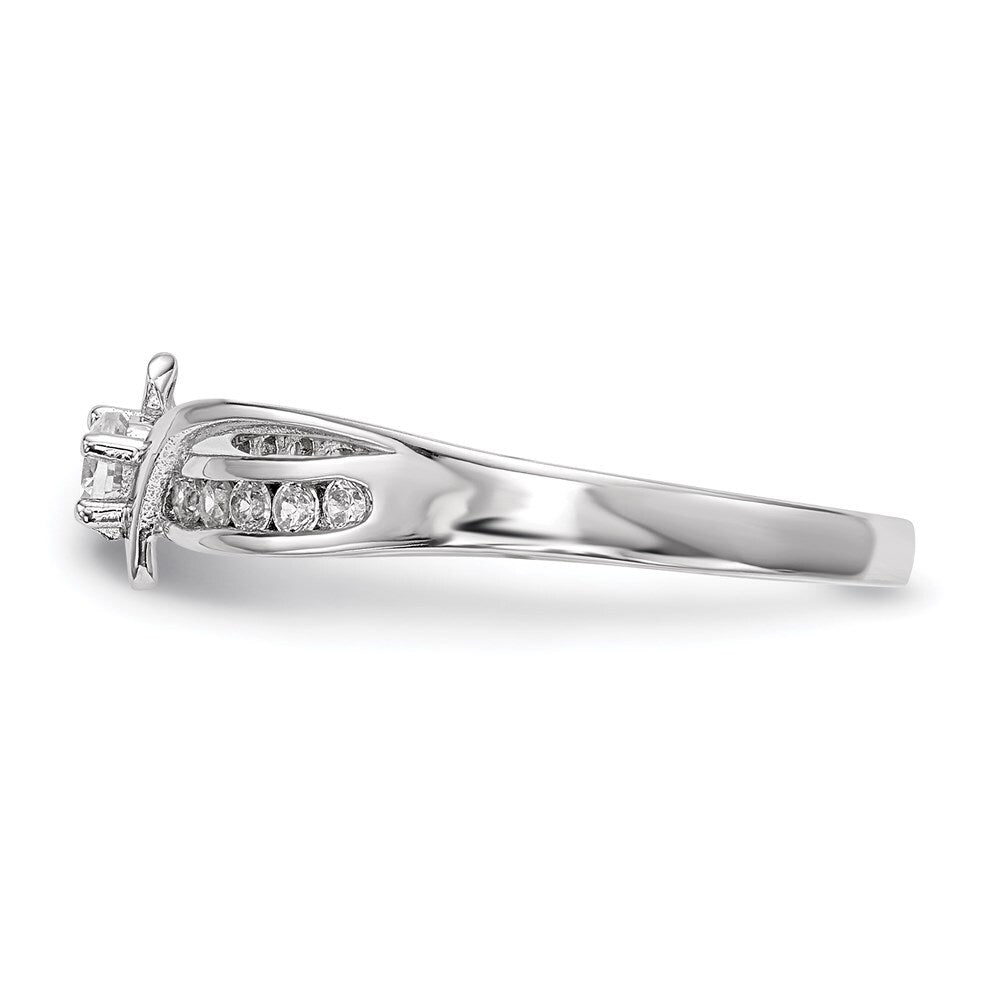 Sterling Silver Rhodium-plated Cubic Zirconia Ring Size 8
