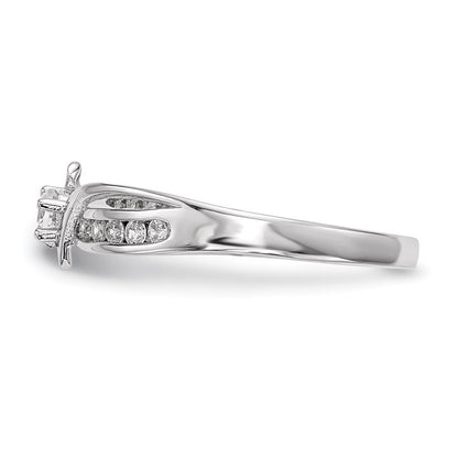 Sterling Silver Rhodium-plated Cubic Zirconia Ring Size 8