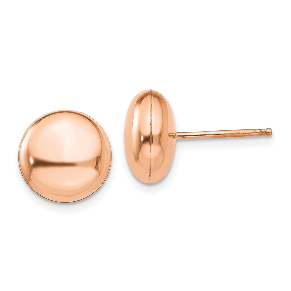 14k Rose Gold Polished 10.5mm Button Stud Earrings