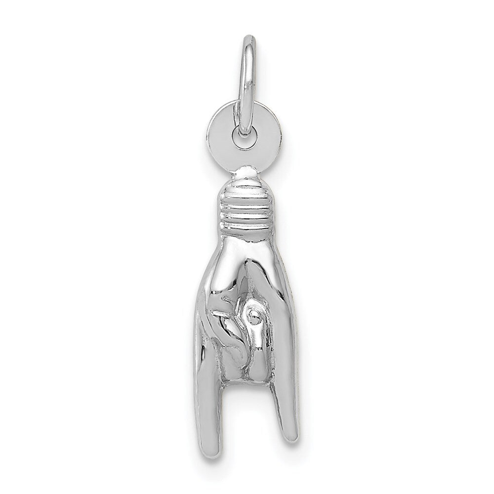 14k White Gold 3D Rock On Sign Charm Pendant for Women