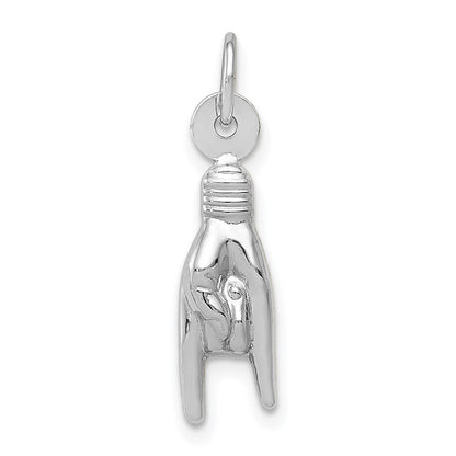 14k White Gold 3D Rock On Sign Charm Pendant for Women