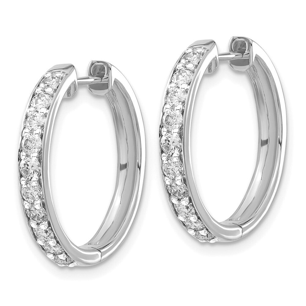 14k White Gold Diamond Hinged Hoop Earrings