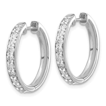 14k White Gold Diamond Hinged Hoop Earrings