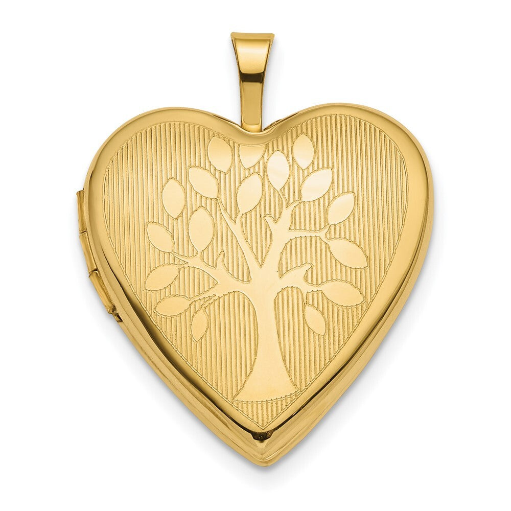 14k Yellow Gold 20mm Tree Heart Locket Pendant for Women