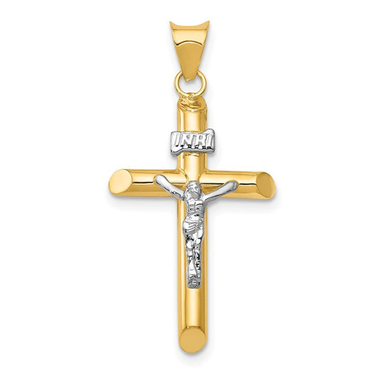 14k Two-tone Gold Polished Jesus Crucifix Pendant for Women