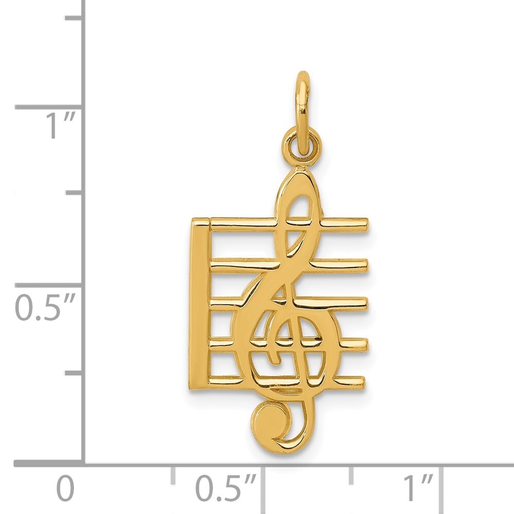 14k Yellow Gold Musical Staff Charm Pendant for Women