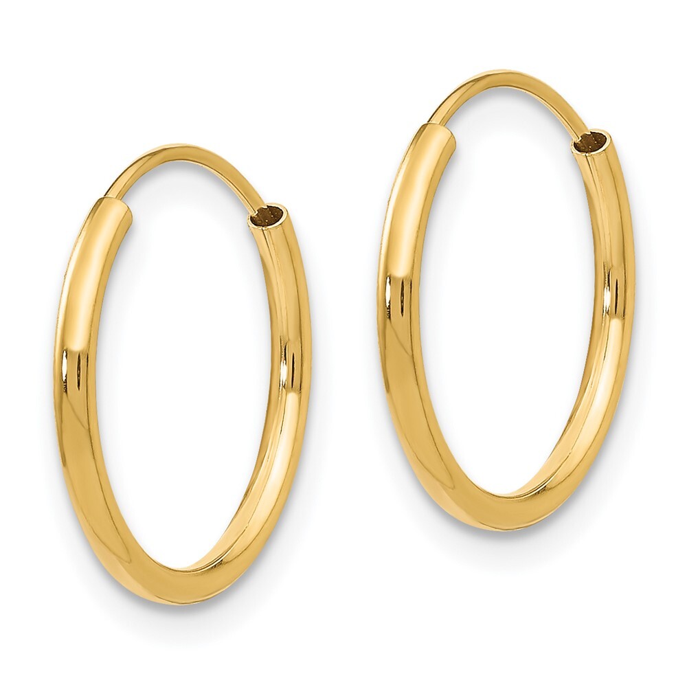 14k Yellow Gold Endless Hoop Earrings Gift for Women