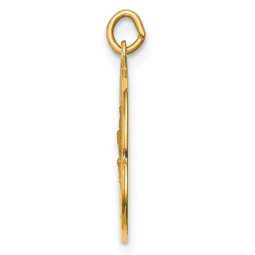 14k Yellow Gold Solid Polished/Satin Small Round St. Christopher Medal Pendant