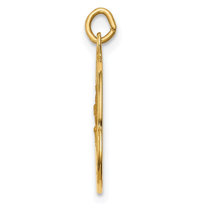14k Yellow Gold Solid Polished/Satin Small Round St. Christopher Medal Pendant