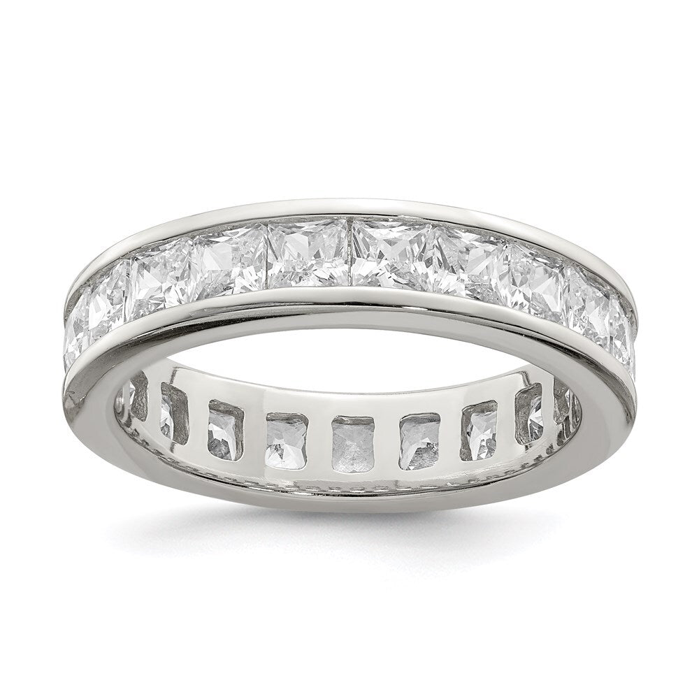 Sterling Silver Rhodium-plated Cubic Zirconia Eternity Band Size 8