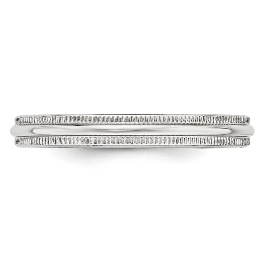 14k White Gold 3mm Milgrain Half Round Wedding Band Ring Size 7