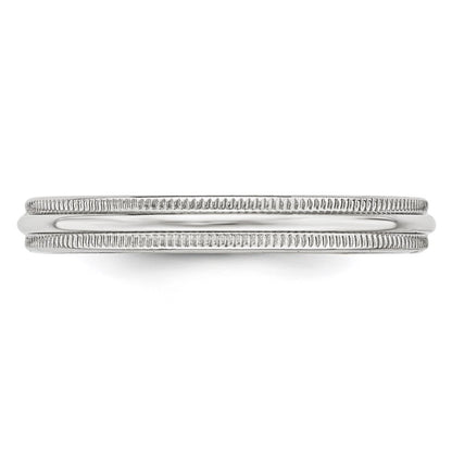 14k White Gold 3mm Milgrain Half Round Wedding Band Ring Size 7