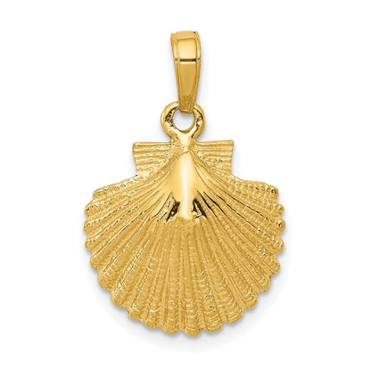 14k Yellow Gold Scallop Shell Pendant for Women