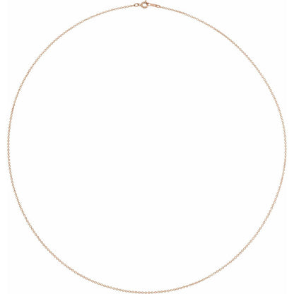 14k Rose Gold Gold-Filled 1 mm Cable 20" Chain Necklace Fine Gift for Women