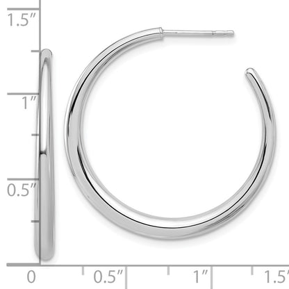 14K White Gold Polished Hoop Earrings