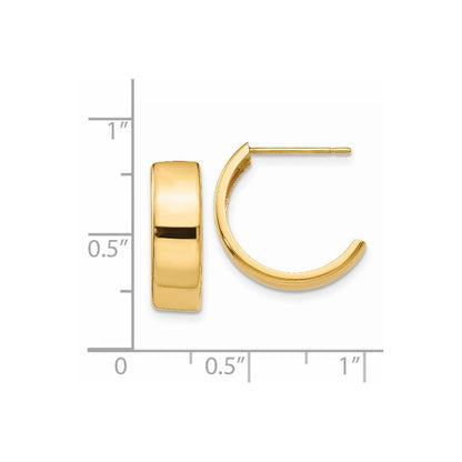 14k Yellow Gold Hoop Earrings Gift for Women