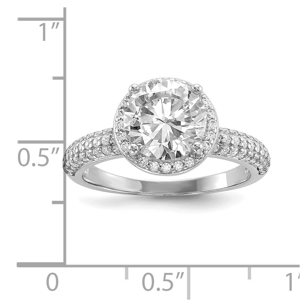 Sterling Silver Rhodium-plated Cubic Zirconia Pav� Ring Size 6