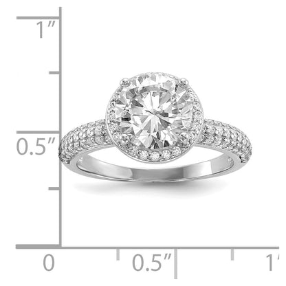 Sterling Silver Rhodium-plated Cubic Zirconia Pav� Ring Size 6