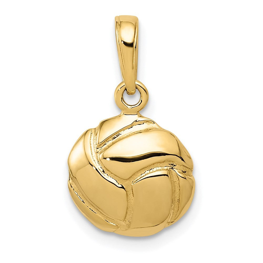 14k Yellow Gold Solid Polished Open Back Volleyball Charm