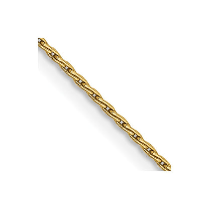 14k Yellow Gold 18 inch 1mm Round Parisian Wheat Chain Necklace