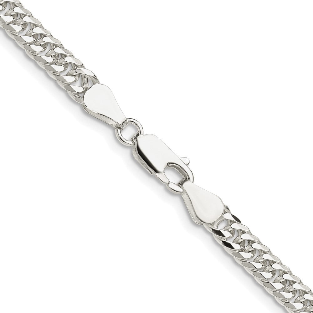 Sterling Silver Rhodium-plated 4.8mm Double Diamond-cut Curb Chain Necklace