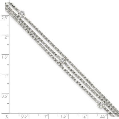 Sterling Silver Polished Multi Strand CZ Bracelet