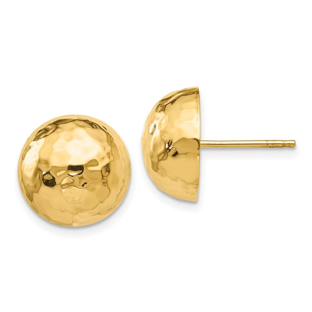 14k Yellow Gold Hammered Half Ball Earrings