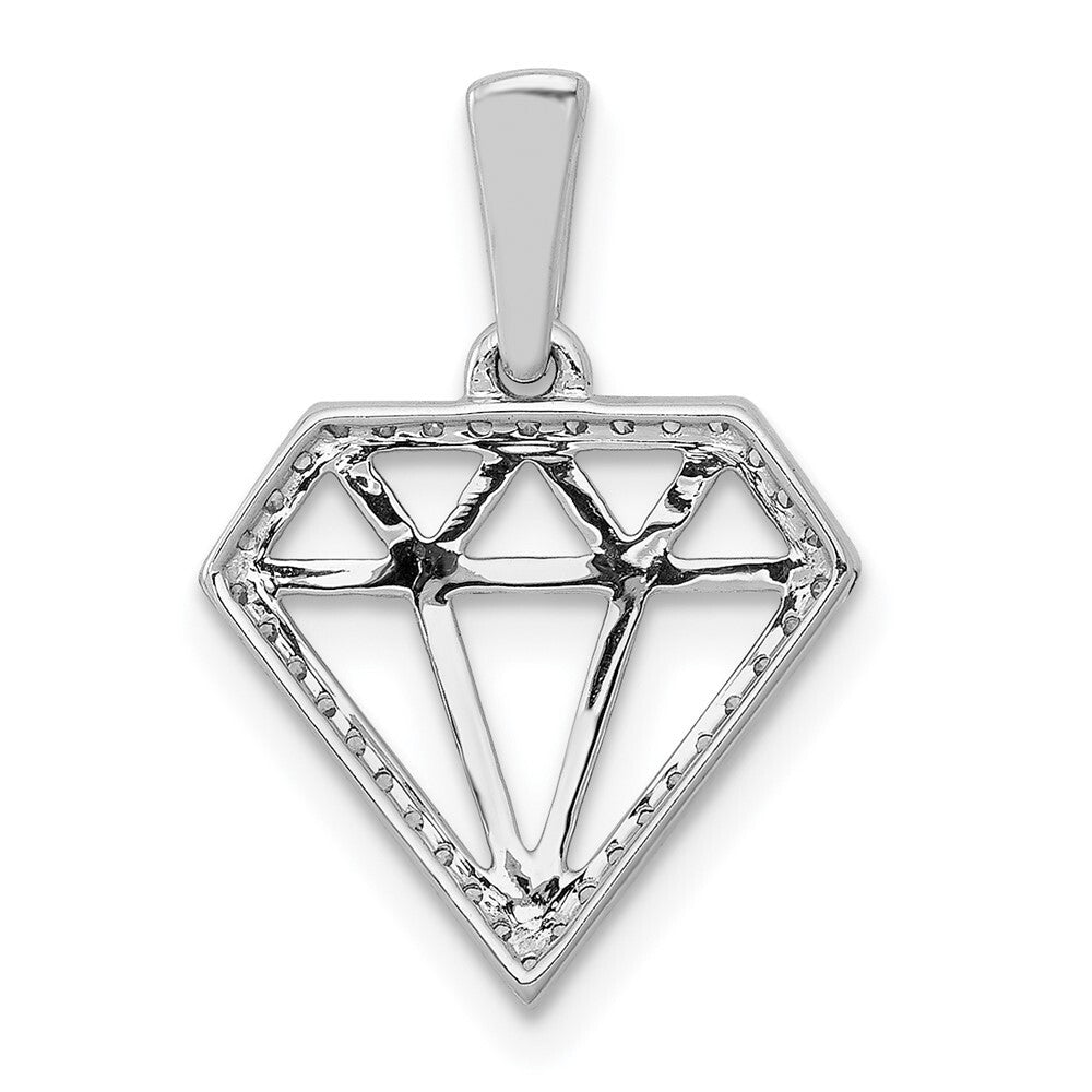 14k White Gold Diamond Gemstone-shape Pendant for Women