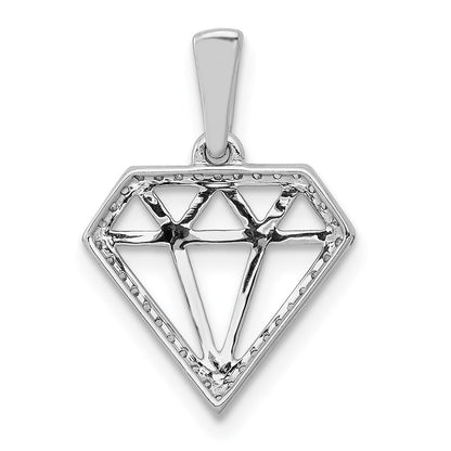 14k White Gold Diamond Gemstone-shape Pendant for Women