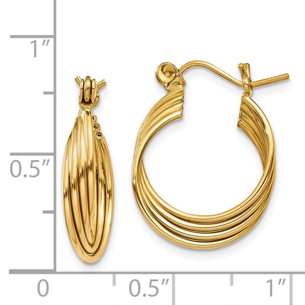 14k Yellow Gold Polished Circles Hoop Earrings Gift for Women