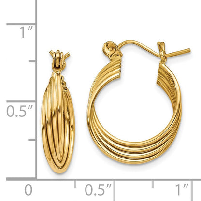 14k Yellow Gold Polished Circles Hoop Earrings Gift for Women