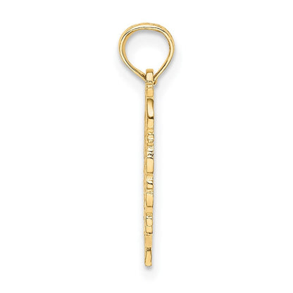 14k Yellow Gold Heart Script Letter K Initial Charm