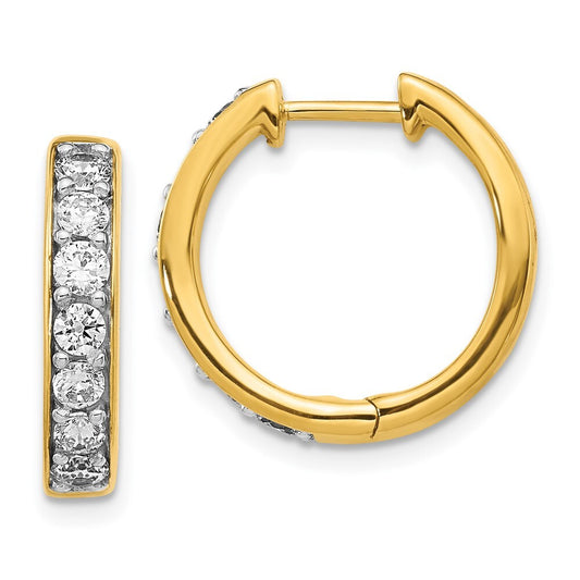 14k Yellow Gold Diamond Hinged Hoop Earrings