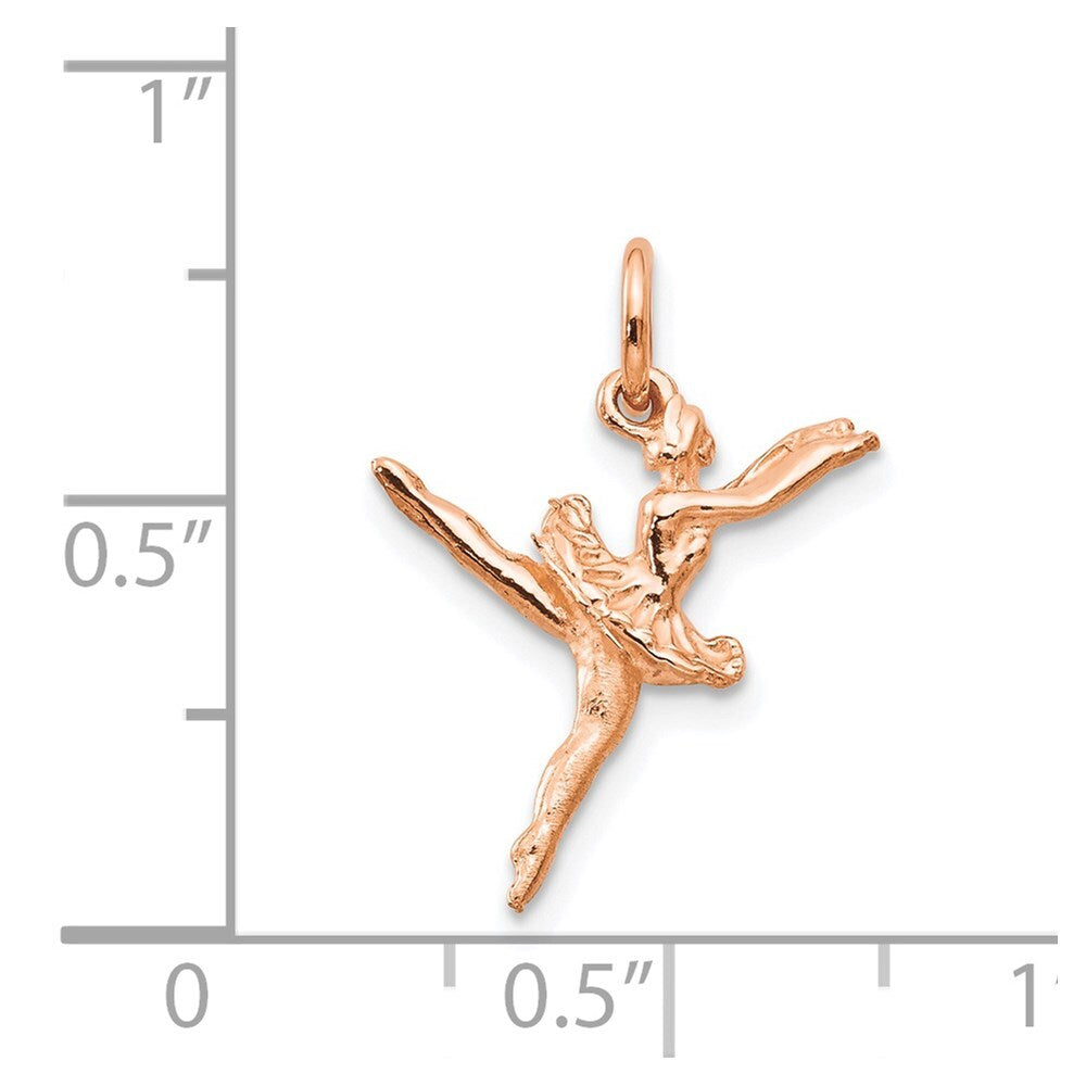 14k Rose Gold Polished 3-D Ballerina Charm Pendant for Women