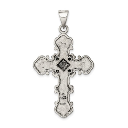 Sterling Silver Antiqued Marcasite Cross Pendant Holiday Gift for Women