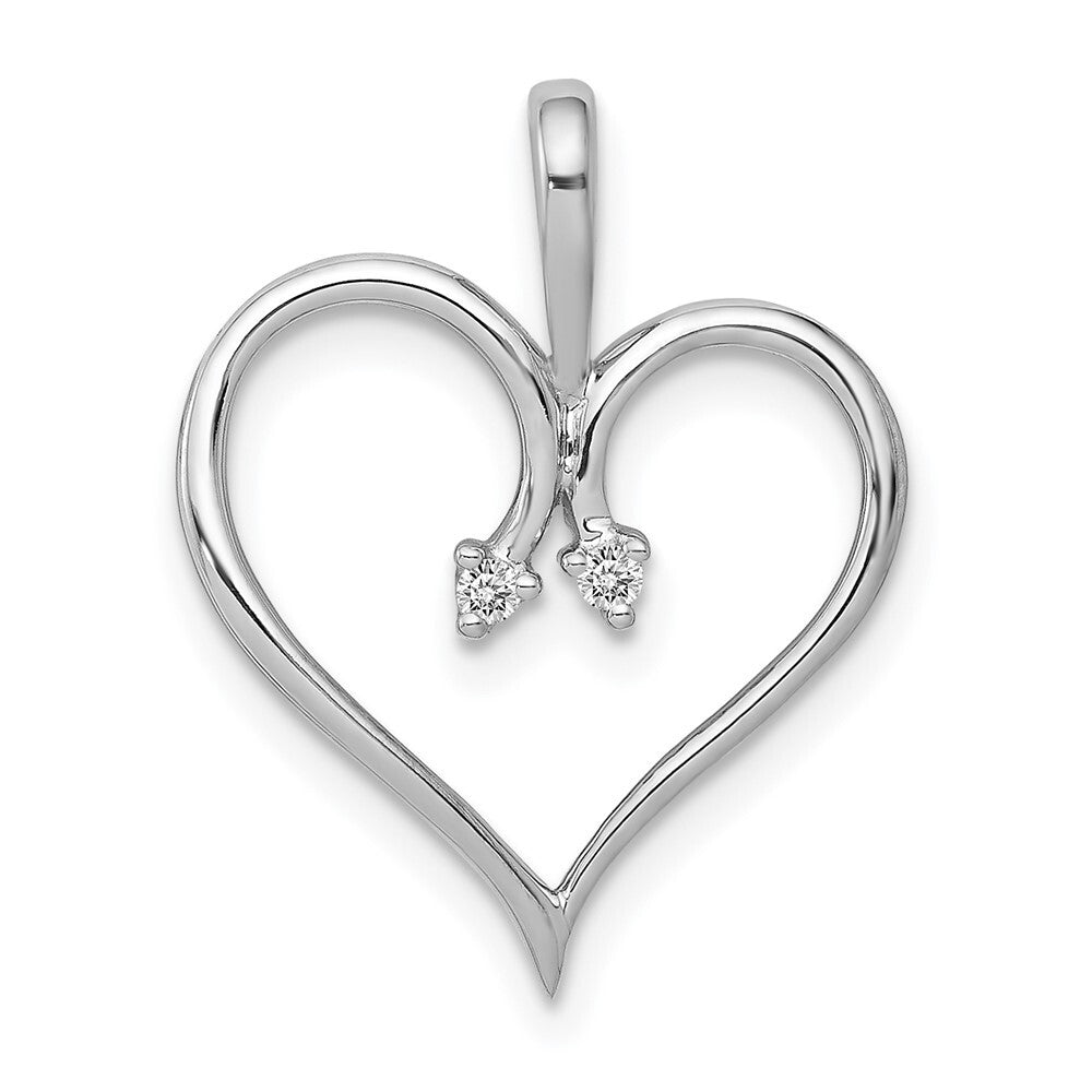 14k White Gold AA .02ct. Diamond Heart Pendant for Women