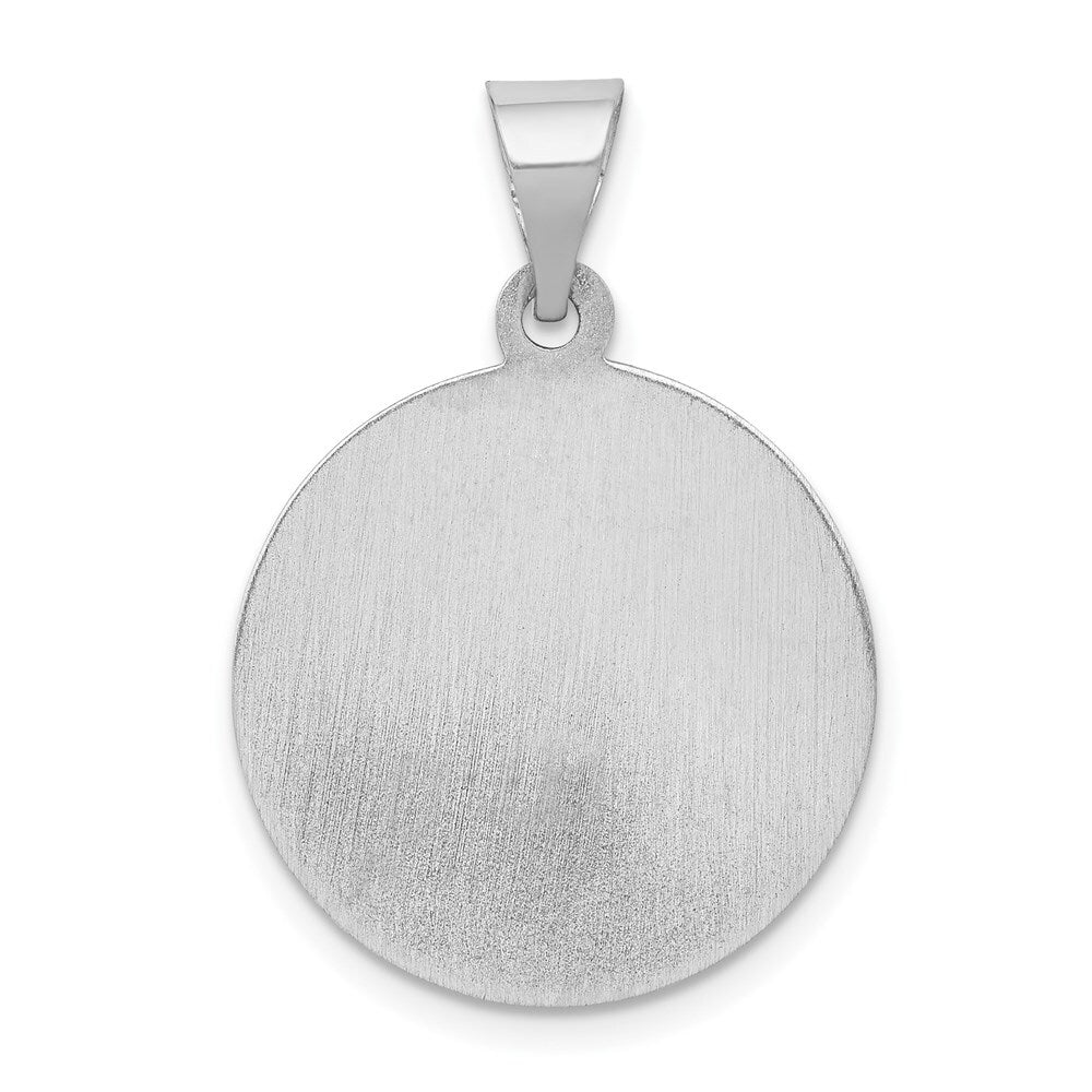 14k White Gold Polished and Satin St Patrick Medal Hollow Pendant for Women