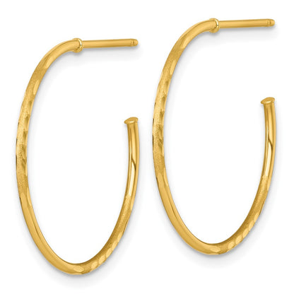 14k Yellow Gold Polished 1.2 x 25mm Diamond-cut Solid C-Hoop Earrings