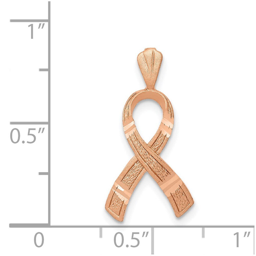 14k Rose Gold Diamond-cut Awareness Pendant for Women