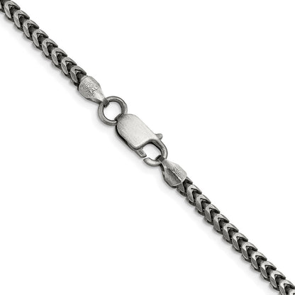 Sterling Silver Antiqued 3.1mm Diamond-cut Square Franco Chain