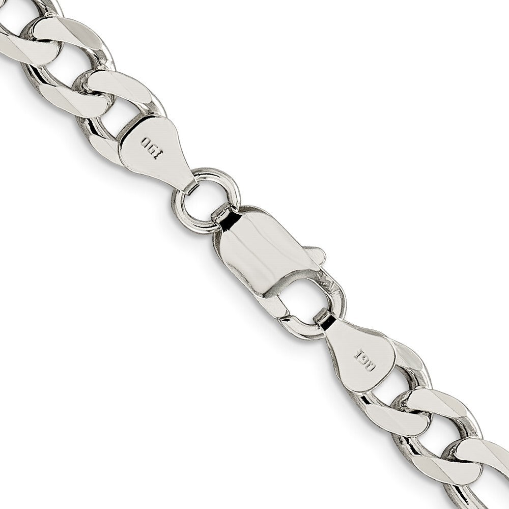 Sterling Silver 7.25mm Pav� Flat Figaro Chain