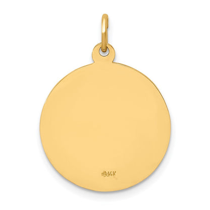 14k Yellow Gold Solid Polished/Satin Small Round St. Jude Thaddeus Medal Pendant