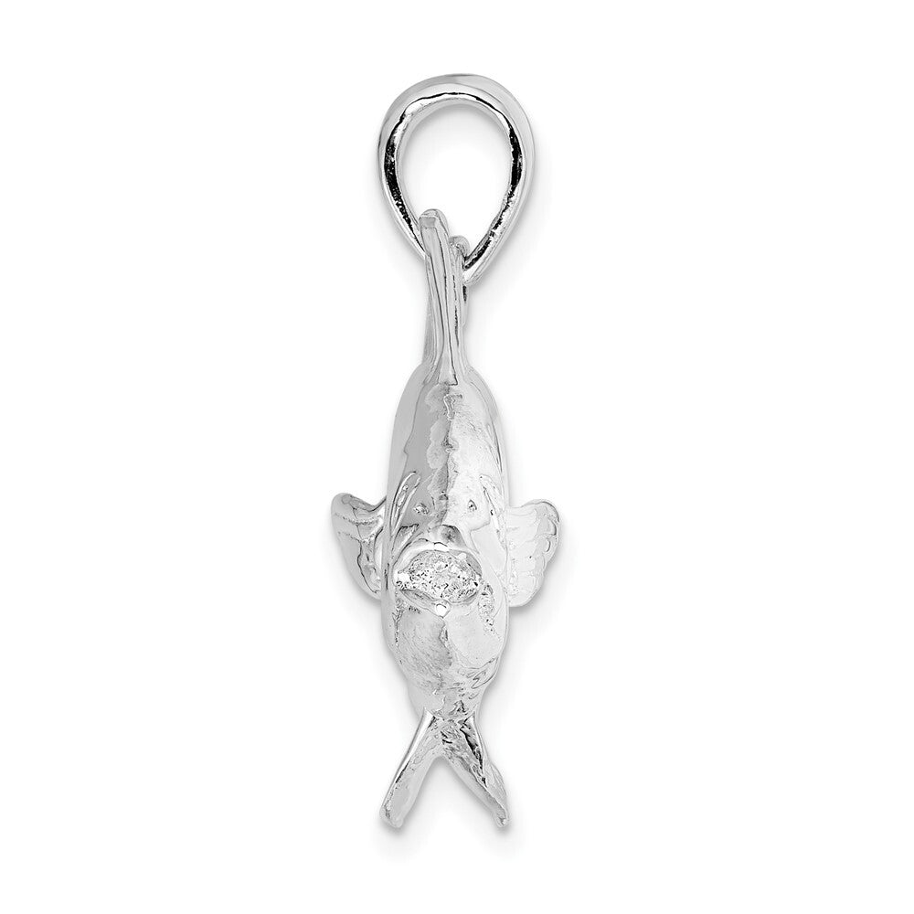 Sterling Silver Rhodium-Plated Polished Skipjack Tuna Fish Pendant