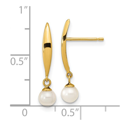 14k Yellow Gold Polished 4mm Freshwater Cultured Pearl Stud Earrings