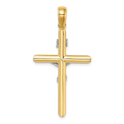 14K Two-Tone Gold Polished Crucifix Charm