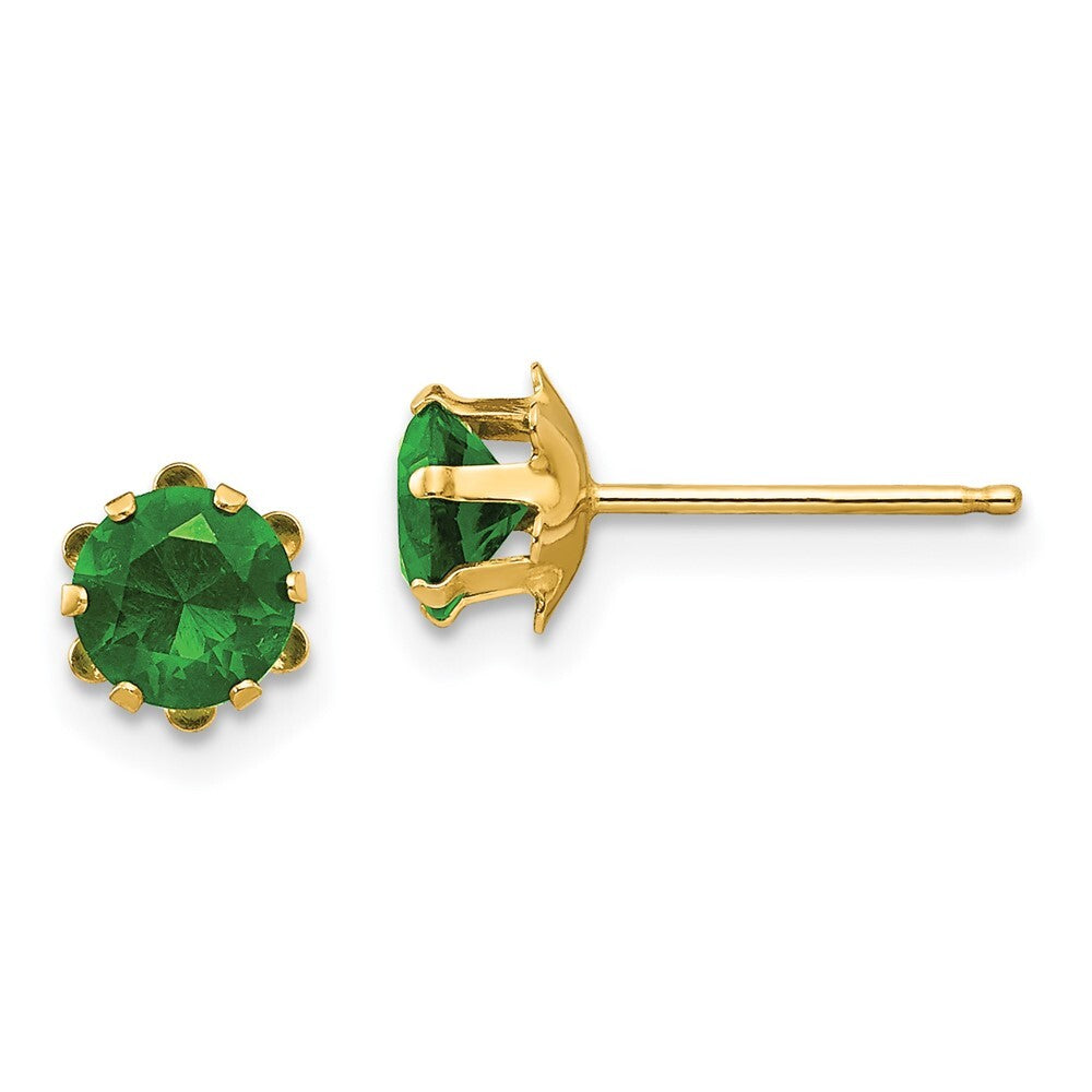 14k Yellow Gold 5mm Cubic Zirconia Birthstone (May) Stud Earrings