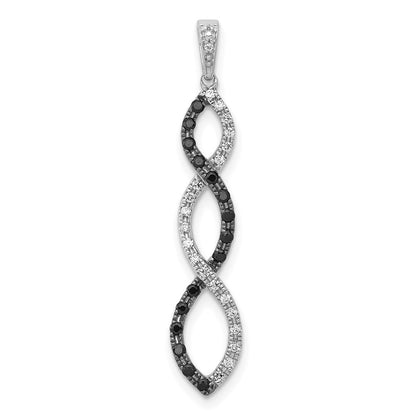 14k White Gold 1/4ct. Black and White Diamond Twisted Pendant for Women