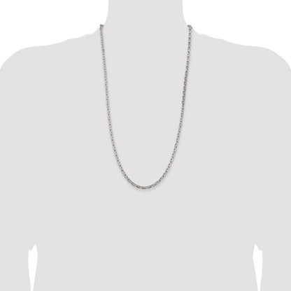 Sterling Silver Rhodium-plated 3.95mm Beveled Oval Cable Chain