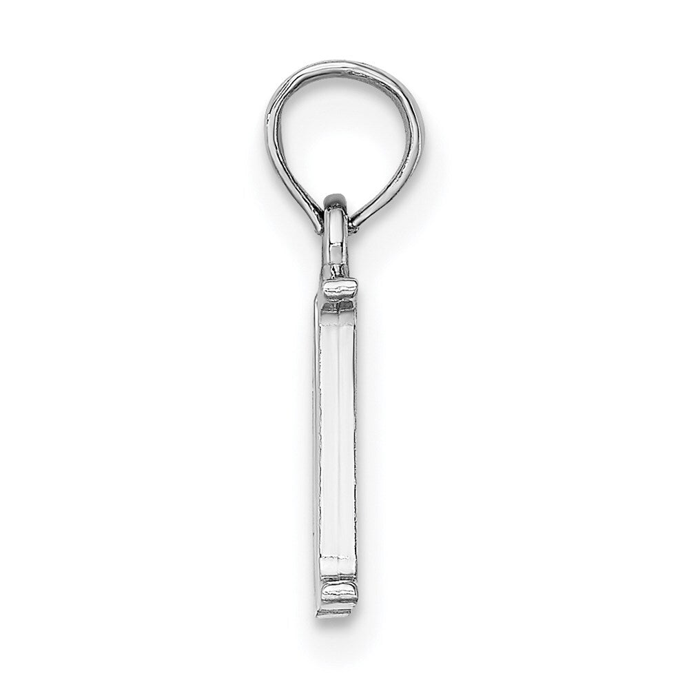 14k White Gold Polished Block Letter M Initial Pendant for Women