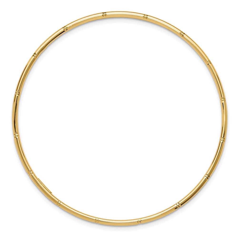 14k Yellow Gold Polished Diamond-cut 2.00mm Slip-on Round Bangle Bracelet